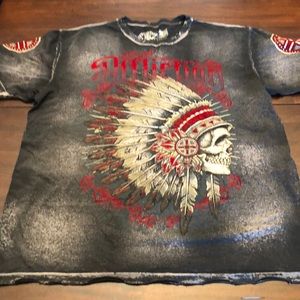 Affliction shirt sleeve tee.  Size 2X.  Distressed